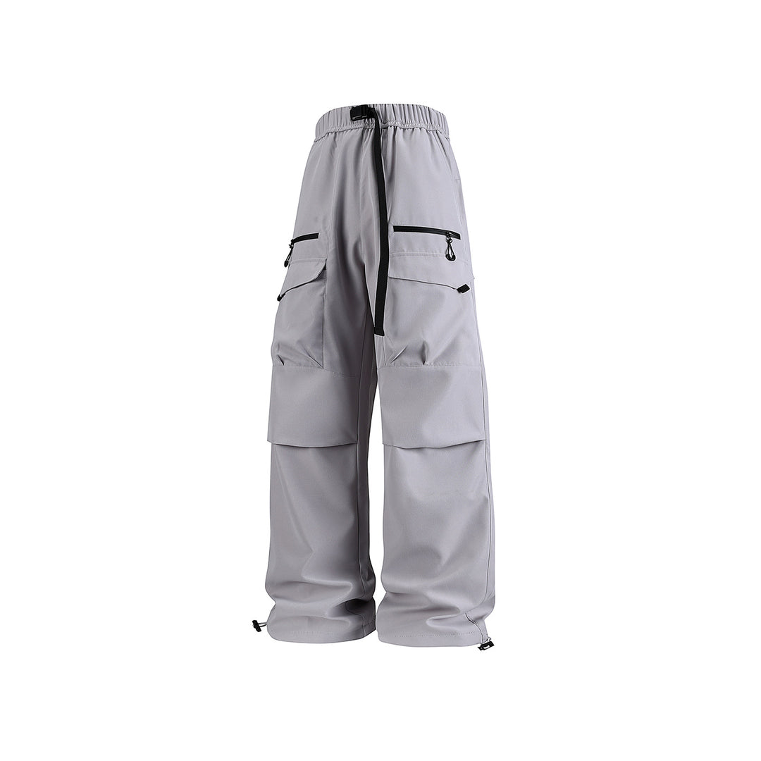 Men's Wide Utility Cargo Pants with Reinforced Knee Patches, Zipper and Flap Pockets Drune