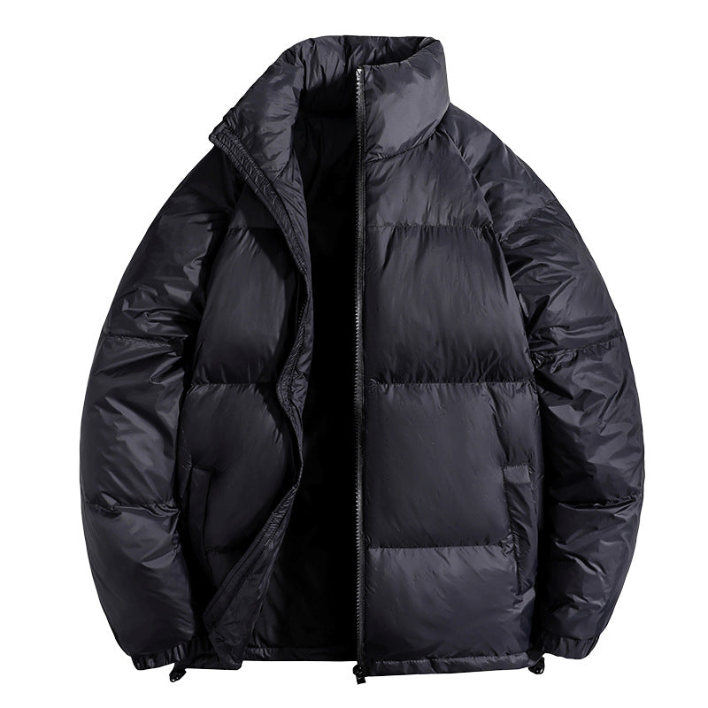 Men's insulated quilted thermo puffer jacket with stand-up collar and drawstring hem Mune Fashion