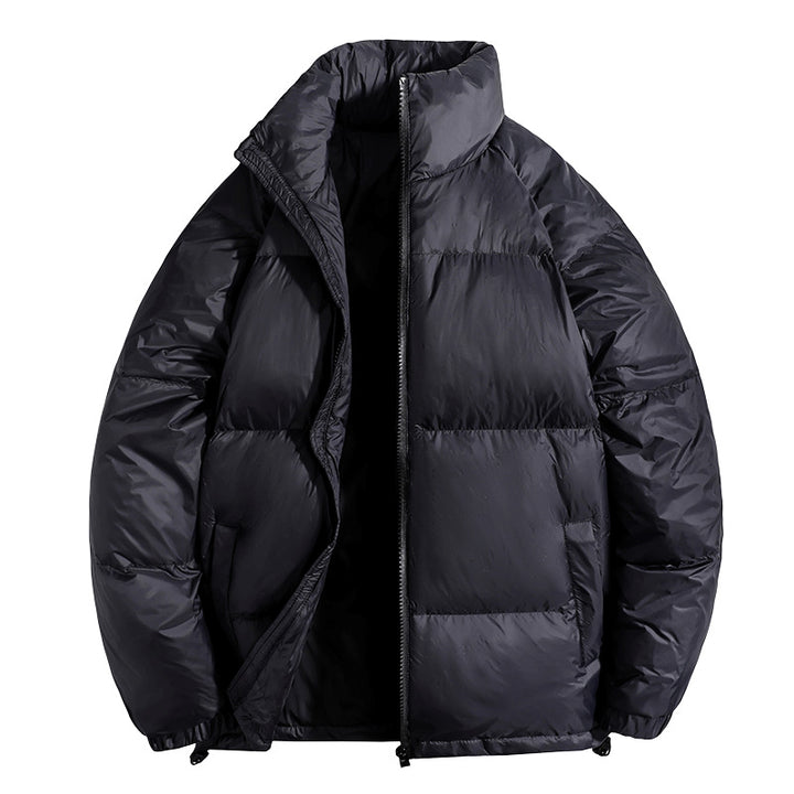Men's insulated quilted thermo puffer jacket with stand-up collar and drawstring hem Mune Fashion