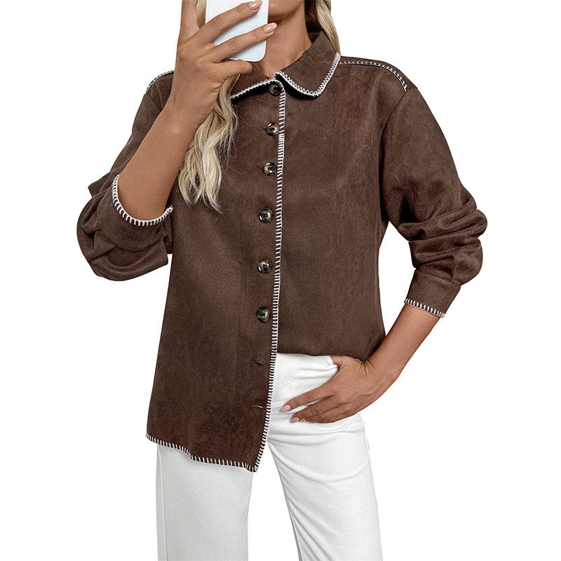 Ladies Elegant Overshirt made of Suede Leather Imitation Mune Fashion