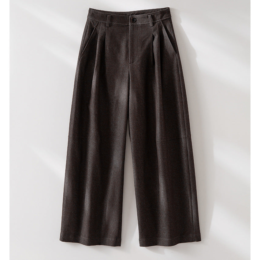 Women's High-Waisted Wide Culotte Trousers with Pleats Mune Fashion