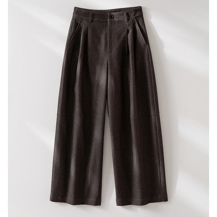 Women's Wide Pleated Trousers with High Waist and Cropped Cut Mune Fashion