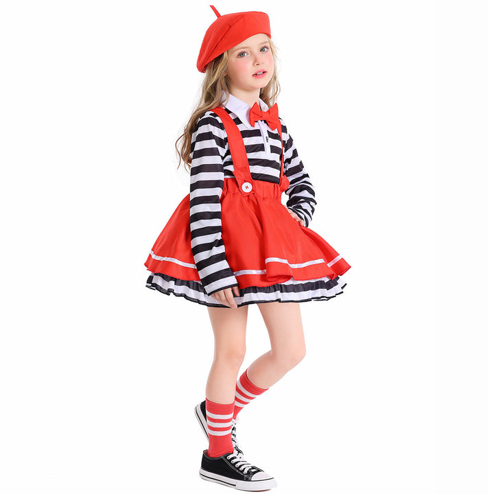 Girl's costume with striped top and swing skirt Mune Fashion