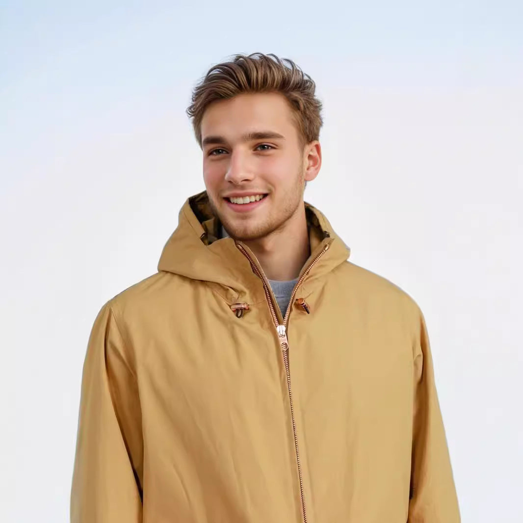 Men's short weatherproof hooded jacket in field style with large flap pockets Mune Fashion