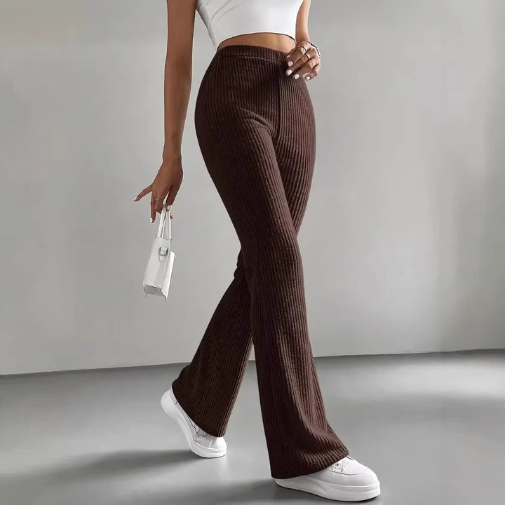 Women's Casual and Elegant Ribbed Look Pants Mune Fashion