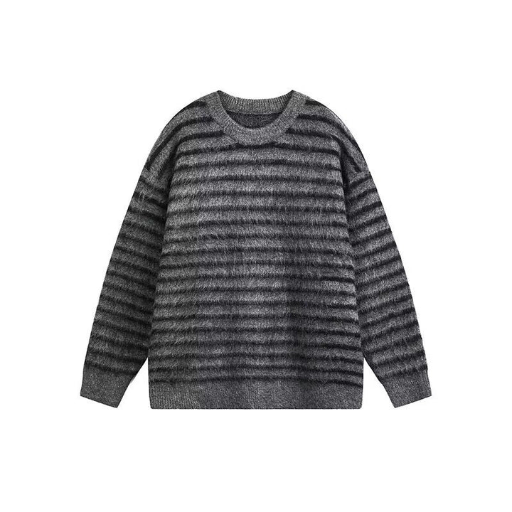 Women's chunky knit sweater with textured stripe pattern Mune Fashion