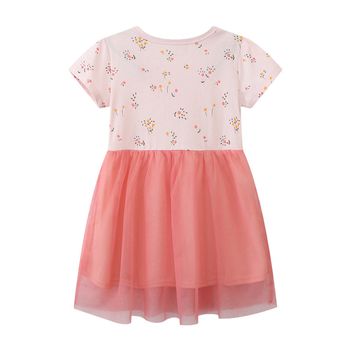 Girls tulle dress with rabbit motif and floral appliqués Mune Fashion