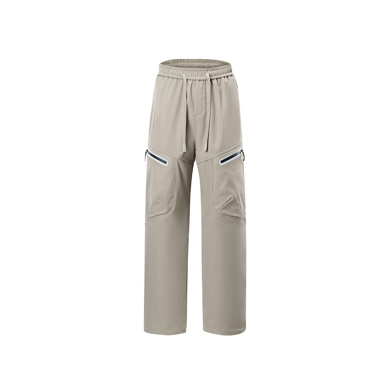 Men's Technical Cargo Jogging Pants with Straight Leg, Zipper Pockets and Drawstring Waist Mune Fashion