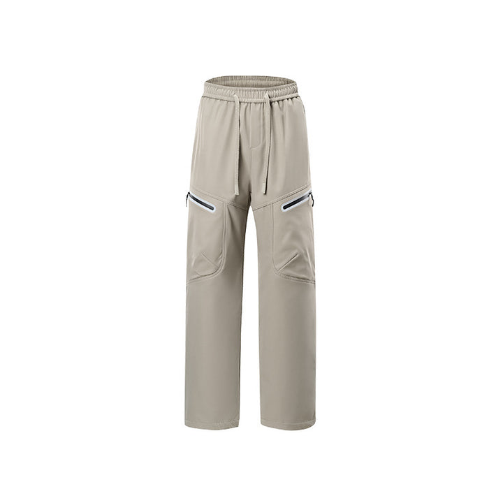 Men's Technical Cargo Jogging Pants with Straight Leg, Zipper Pockets and Drawstring Waist Mune Fashion