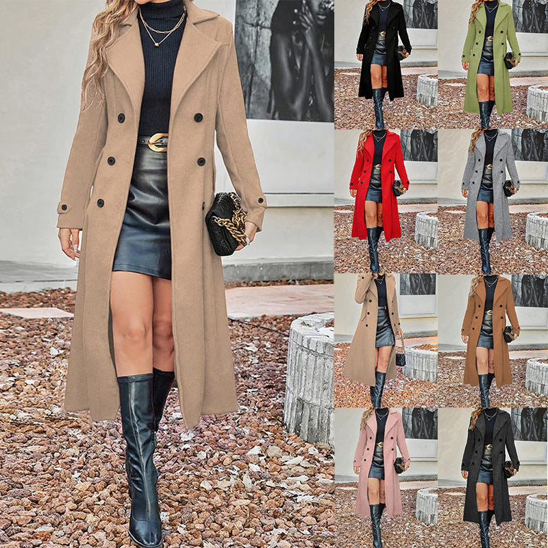 Women tailored long double-breasted wool coat Mune Fashion