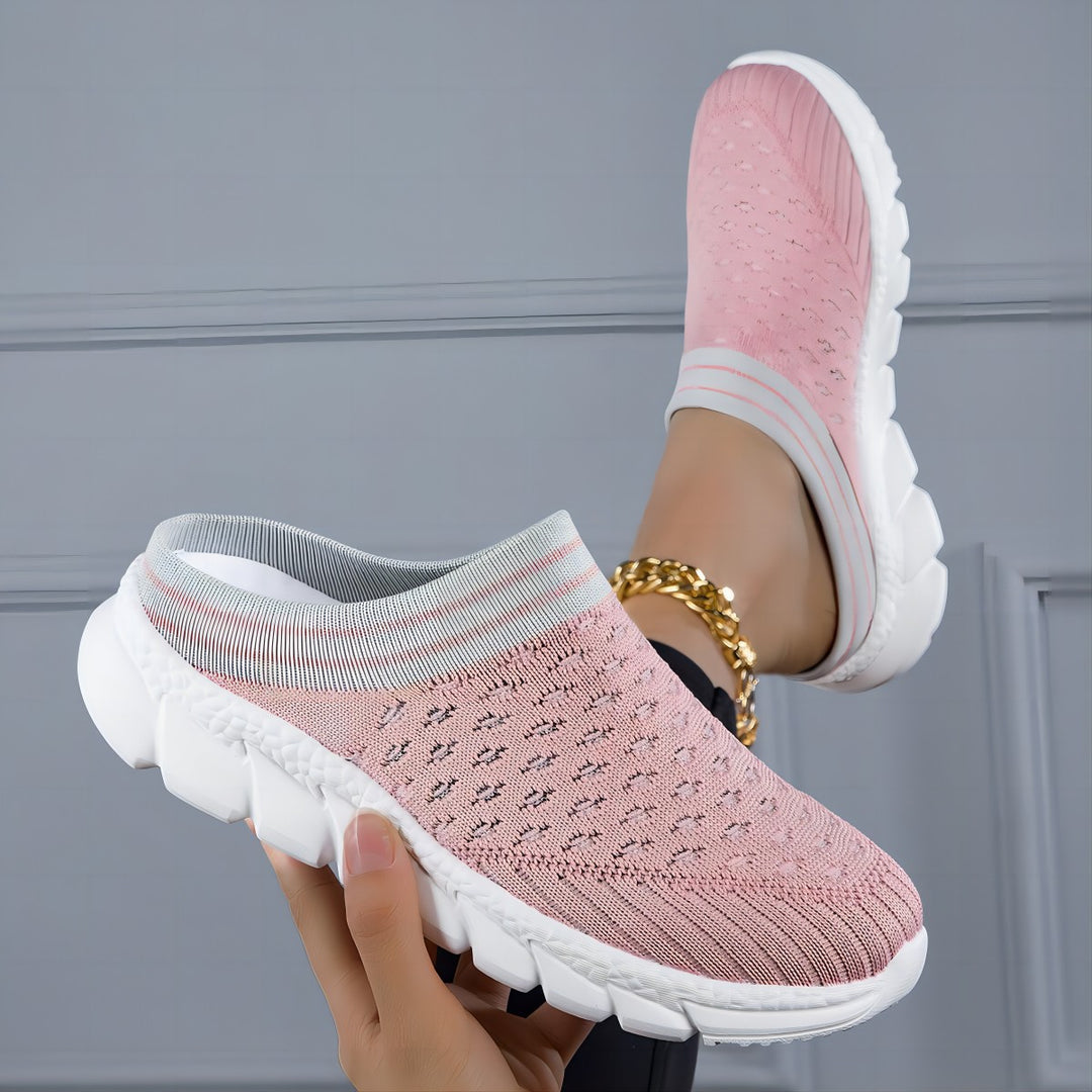Women's nano sock-like comfort slippers with point-elastic knitted upper, segmented cushioning sole, and soft comfort insole Mune Fashion