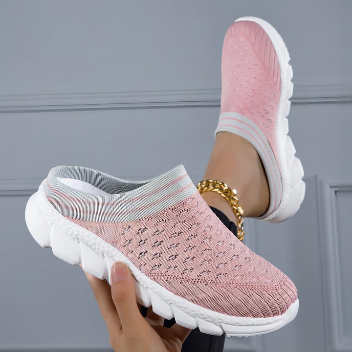 Women's nano sock-like comfort slippers with point-elastic knitted upper, segmented cushioning sole, and soft comfort insole Mune Fashion