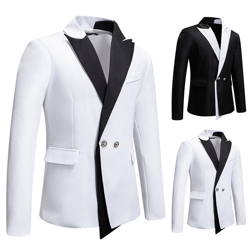 Men's Double-Breasted Tuxedo Jacket with Contrasting Shawl Collar Mune Fashion