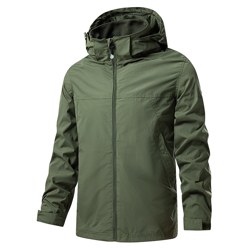 Men's washed canvas bomber jacket with stand-up collar, concealed zipper and side pockets Mune Fashion