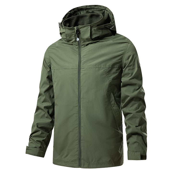 Men's washed canvas bomber jacket with stand-up collar, concealed zipper and side pockets Mune Fashion
