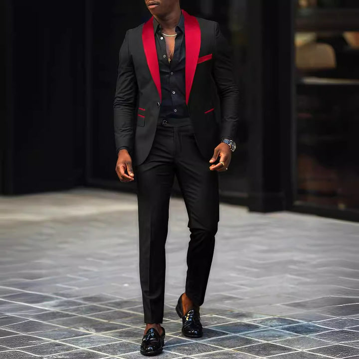 Men's narrow cut tuxedo with satin lapels and slim-fit trousers Mune Fashion