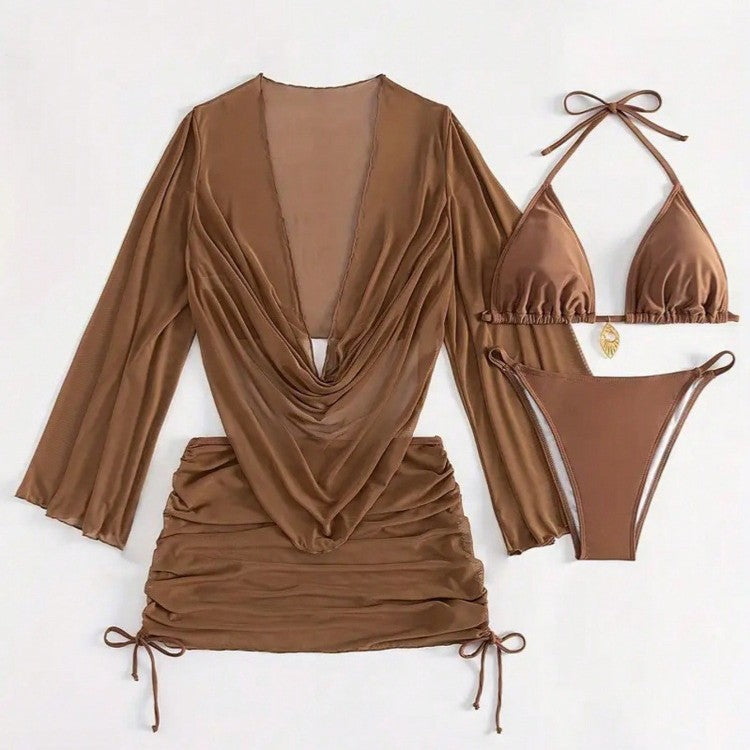 Women's bikini set with sophisticated wrap blouse and semi-transparent skirt Mune Fashion