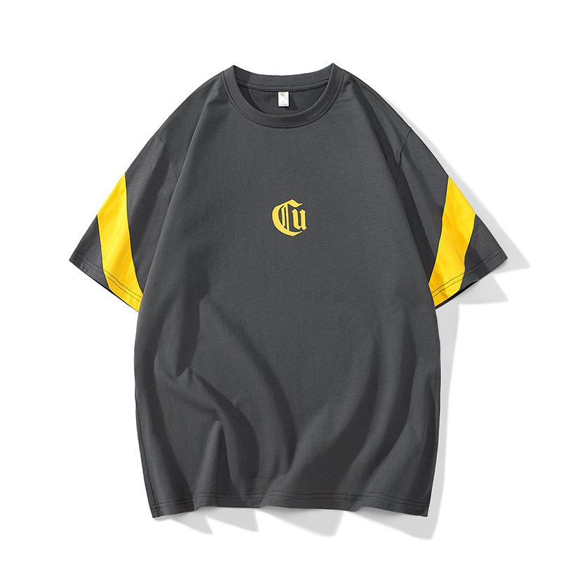 Men's Oversized Cotton T-Shirt with Contrast Sleeves and Gothic Logo Mune Fashion