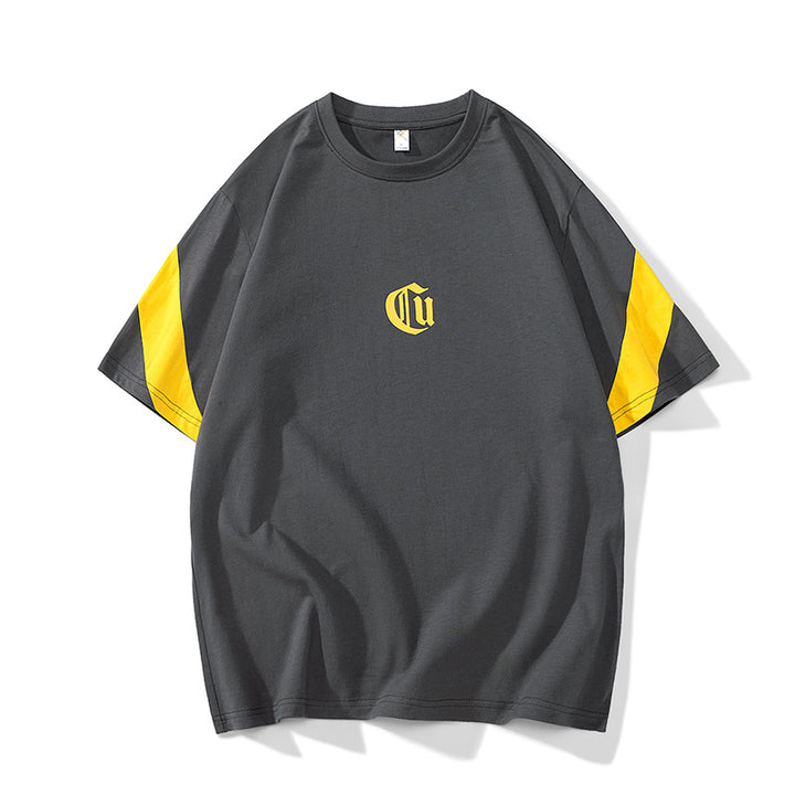 Men's Oversized Cotton T-Shirt with Contrast Sleeves and Gothic Logo Mune Fashion