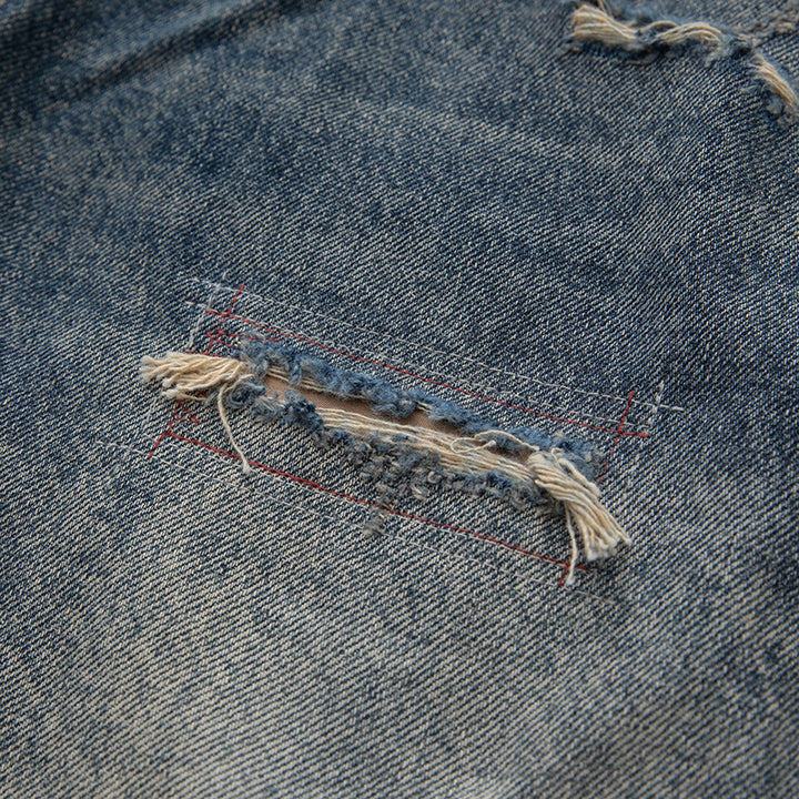 Women Loose-Fit Vintage Denim Jeans with Frayed Details and Cropped Leg Mune Fashion
