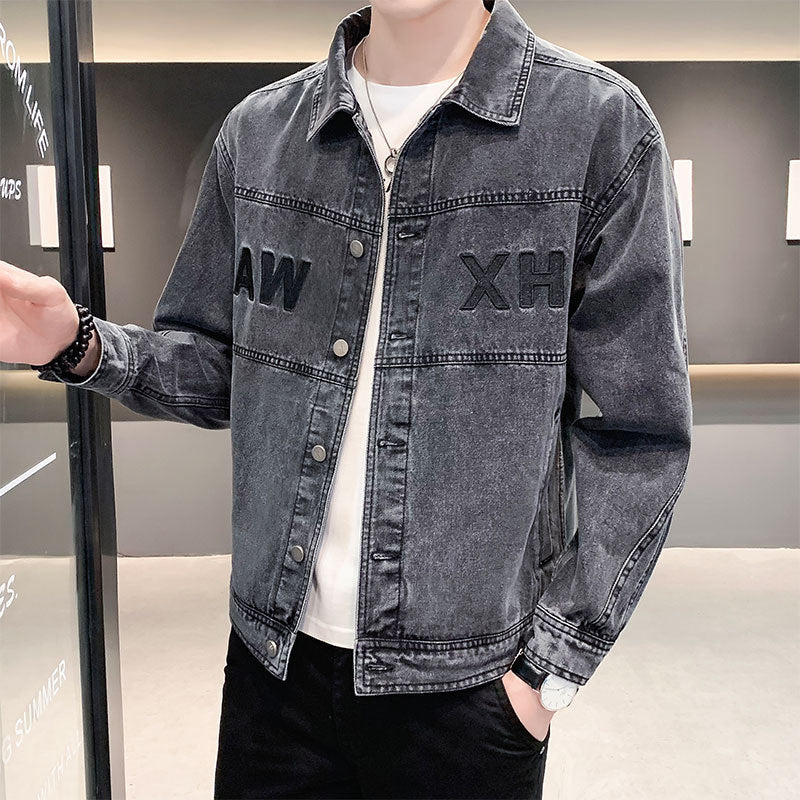 Men's Casual Denim Jacket with Fashionable Applications Mune Fashion