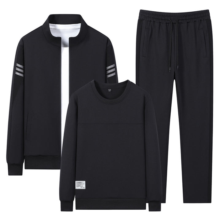 Men's casual training set with zip bomber, round neck sweatshirt, and elastic jogging pants Mune Fashion