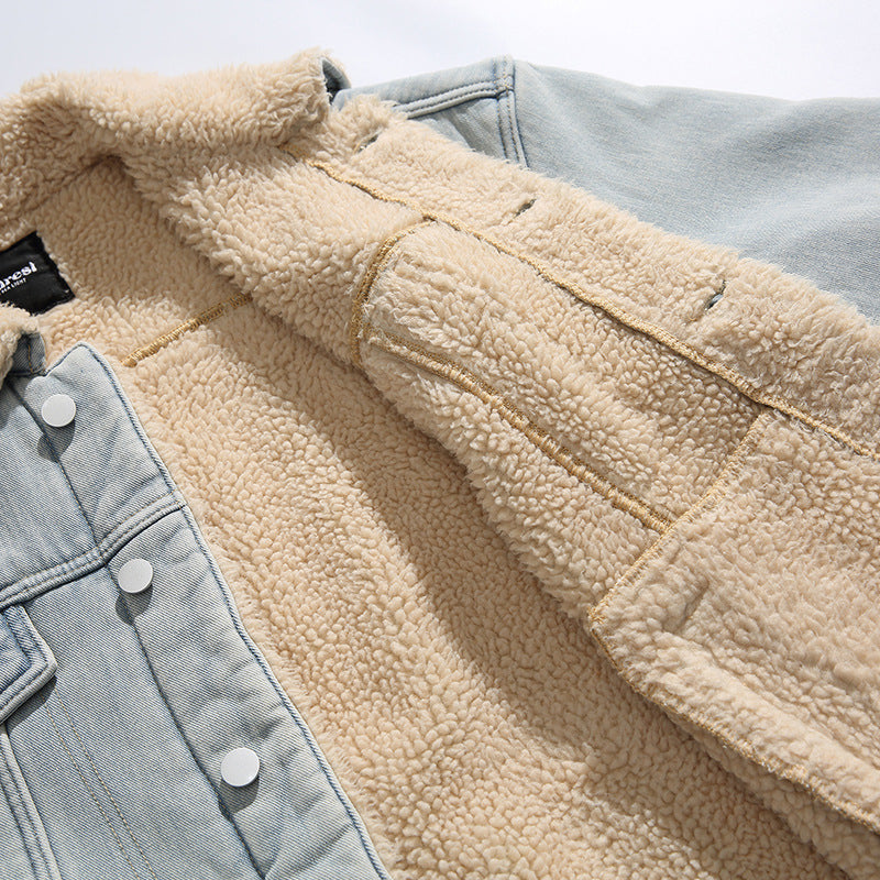 Unisex Oversize Denim Jacket with Teddy Lining and Sherpa Collar Mune Fashion
