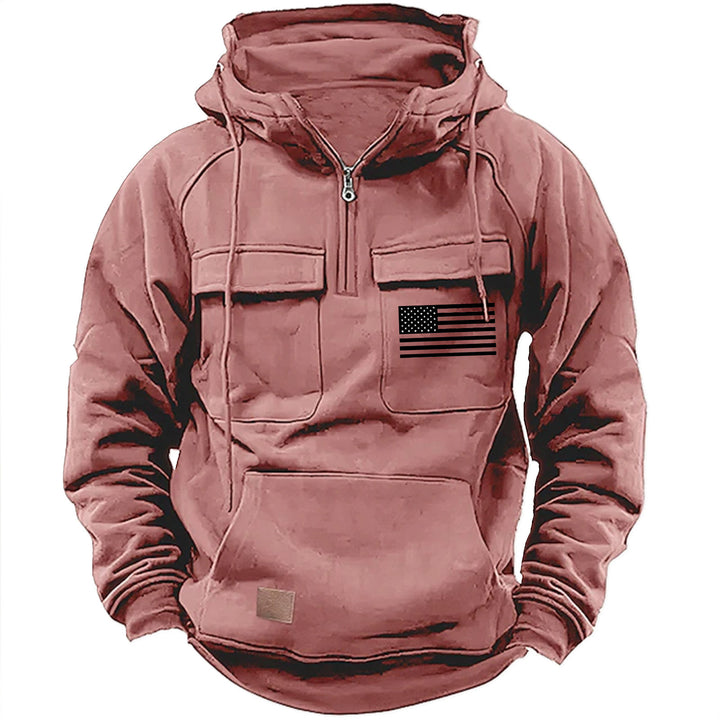 Men's urban hoodie with tactical chest pockets and half zipper Mune Fashion