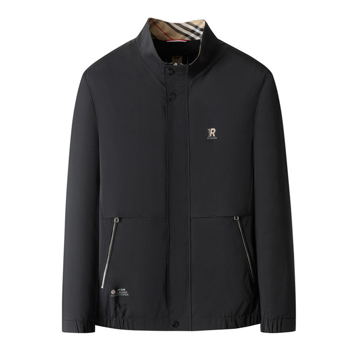 Men's Lightweight City Utility Jacket with Stand-Up Collar, Concealed Front Placket and Zipper Pockets Mune Fashion