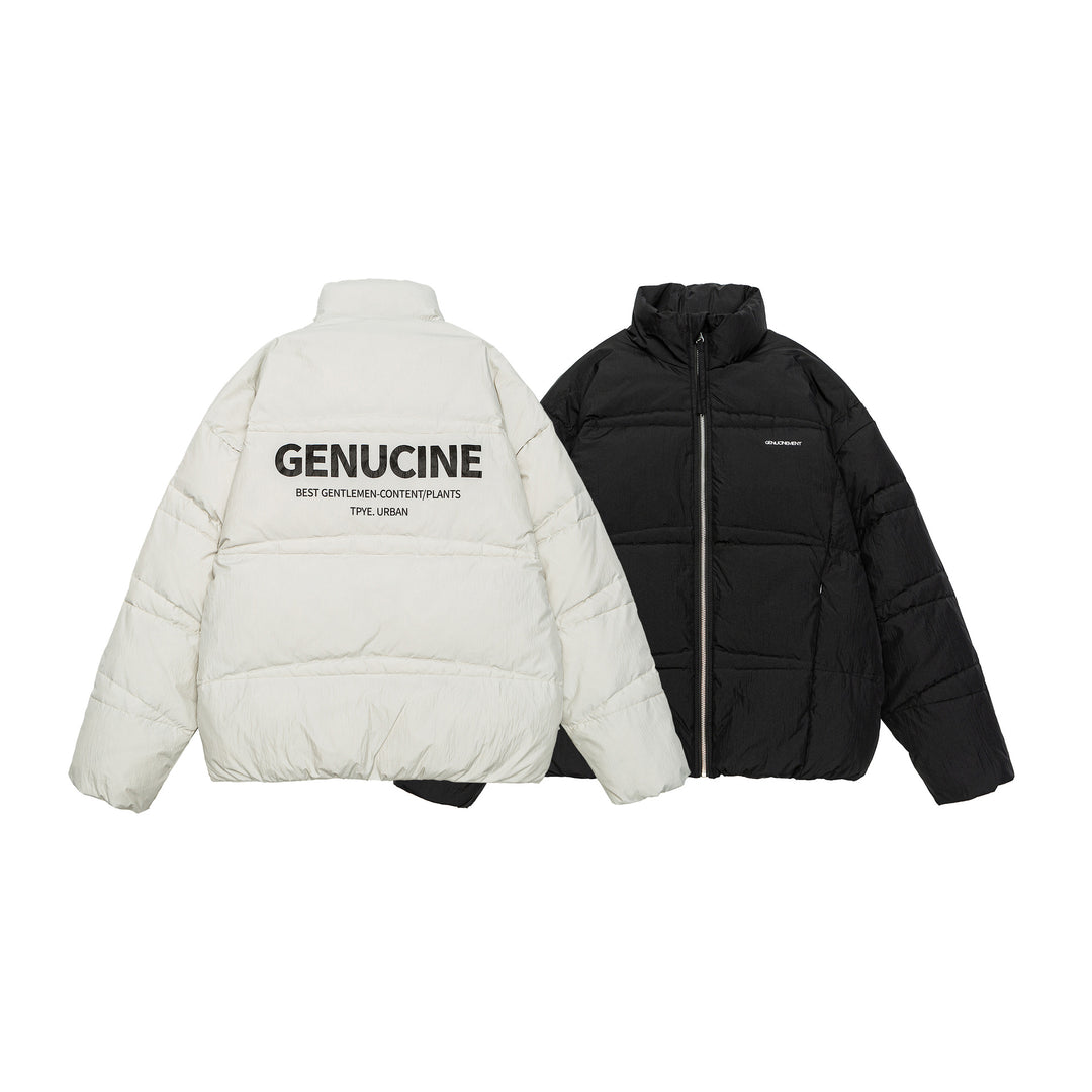 Men's Shorter Oversized Padded Puffer with High Stand Collar and Metal Zipper Mune Fashion