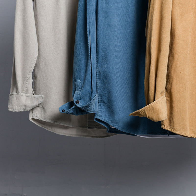 Men's Lightweight Cotton Shirt in Relaxed Fit with Chest Pocket and Soft Wash Mune Fashion