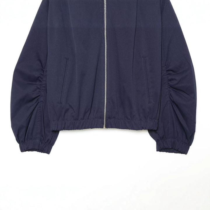 Women's Cropped Bomber Jacket with Gathered Sleeves and High Funnel Neck Mune Fashion