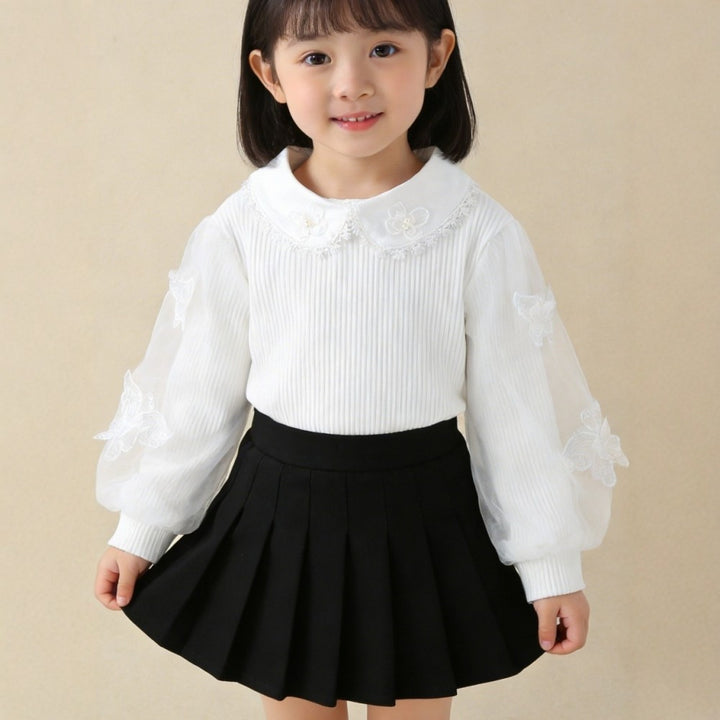 Women's blouse with elegant puff sleeves and ruffled collar Mune Fashion