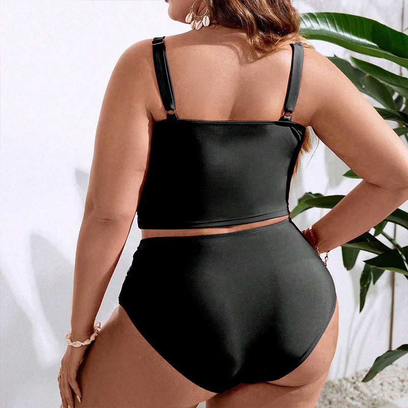 Ladies Tankini with high-waisted briefs and trendy wrap design Mune Fashion
