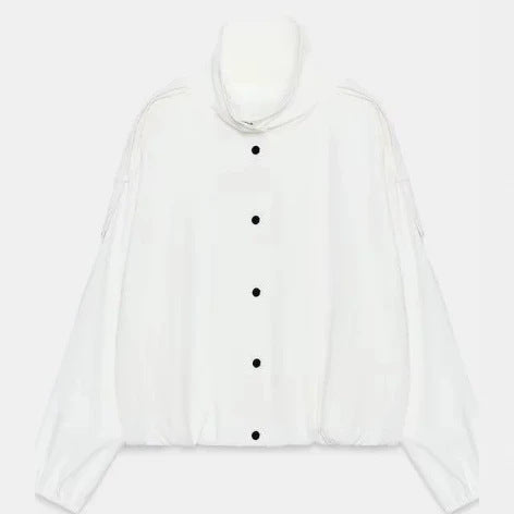 Women’s short-cut boxy blouson with high stand-up collar and dropped shoulders Mune Fashion