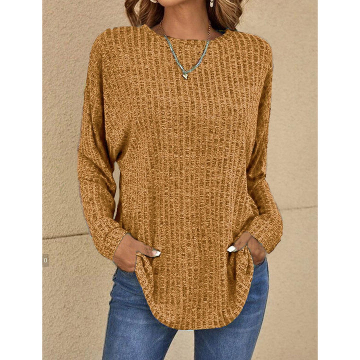 Women's Oversized Structured Knit Sweater with Round Neck and Pockets Mune Fashion