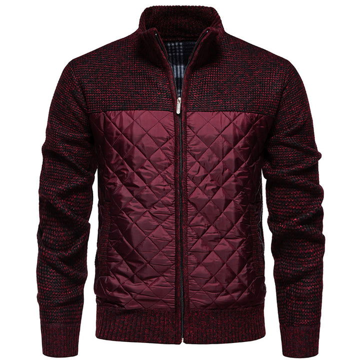 Men Quilted Hybrid Cardigan with Stand-Up Collar and Full Zip Mune Fashion