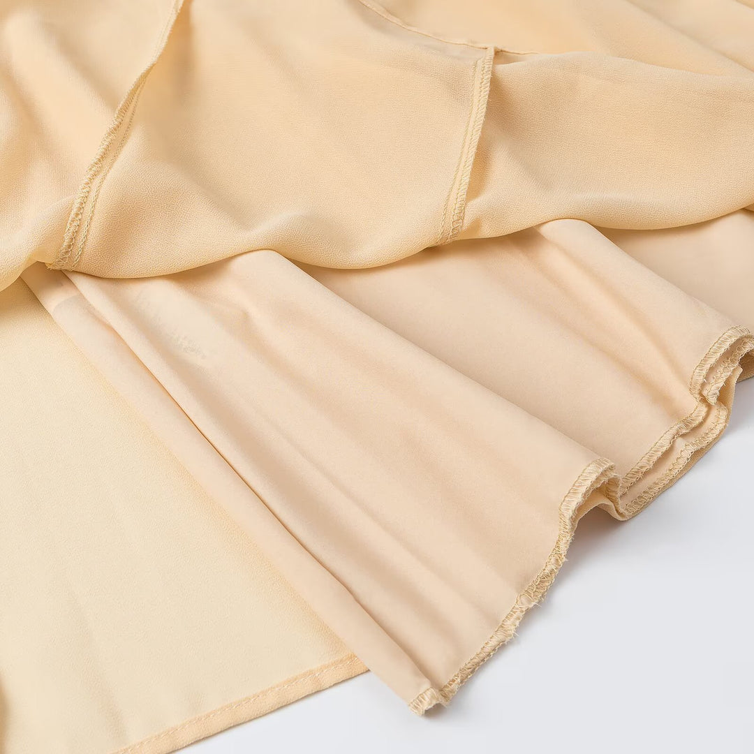 Women's Long Pleated Chiffon Maxi Skirt with High Waist and Insert Panels Mune Fashion