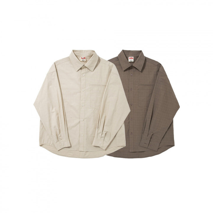 Men's boxy shirt with fine grid structure, boxy silhouette, and patch breast pocket Mune Fashion