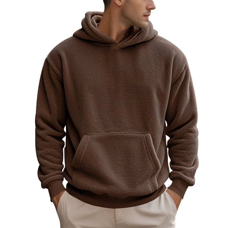 Men's Sherpa Hoodie in Teddy Fleece with Kangaroo Pocket and Ribbed Cuffs Mune Fashion
