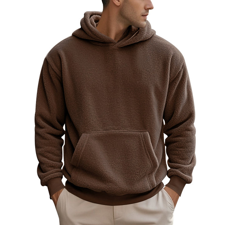 Men's Sherpa Hoodie in Teddy Fleece with Kangaroo Pocket and Ribbed Cuffs Mune Fashion