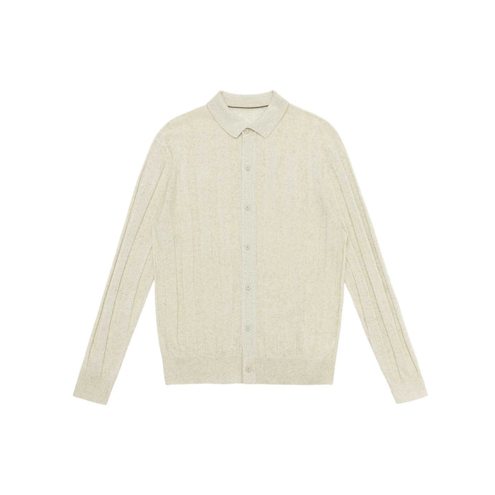 Unisex fine-structured knitted shirt jacket with polo collar and vertical ribbed structure Mune Fashion