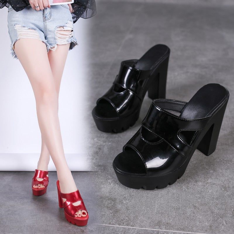 Ladies nan Glamour mule with profiled platform, open toe area and sculptural block heel Mune Fashion