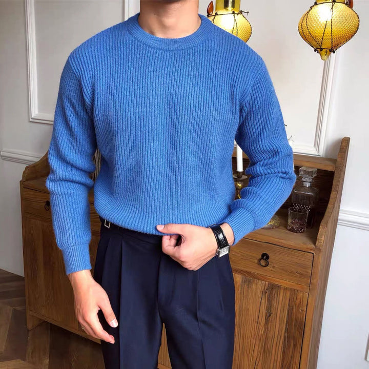 Men's chunky knit sweater with round neckline Mune Fashion
