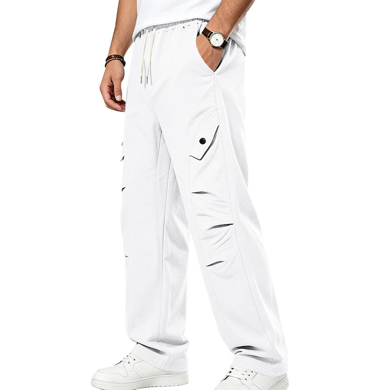 Men's relaxed cargo sweatpants with elastic drawstring waistband, flap pockets, and knee patches Mune Fashion