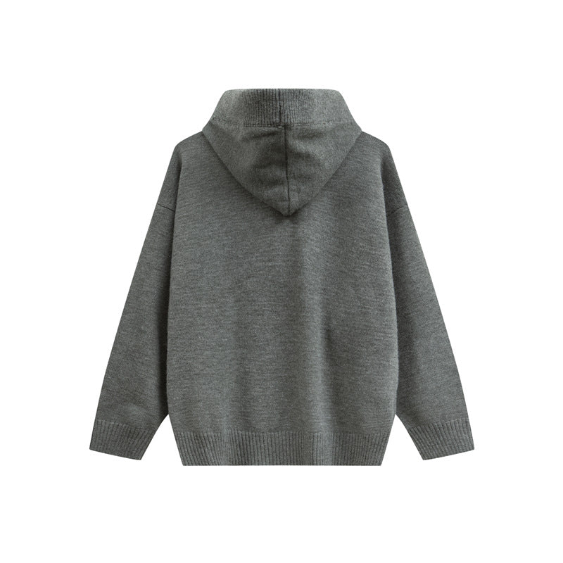 Women Oversize Hoodie Sweater with Half Button Placket and Ribbed Cuffs Mune Fashion