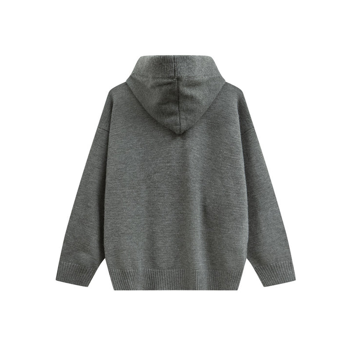 Women Oversize Hoodie Sweater with Half Button Placket and Ribbed Cuffs Mune Fashion