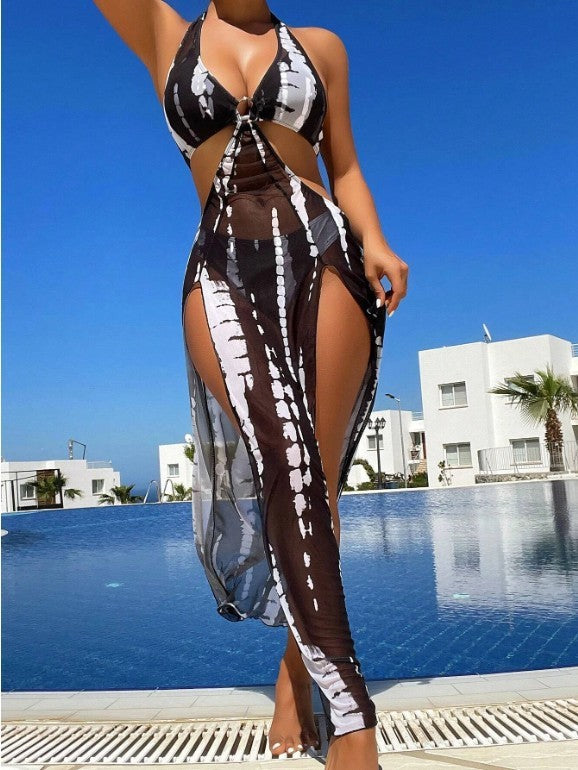 Women Maxi Beach Dress with Cut-Out Details and Asymmetrical Cut Mune Fashion