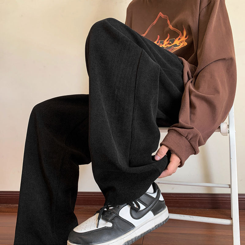 Men's Wide Cut Ribbed Jogging Pants