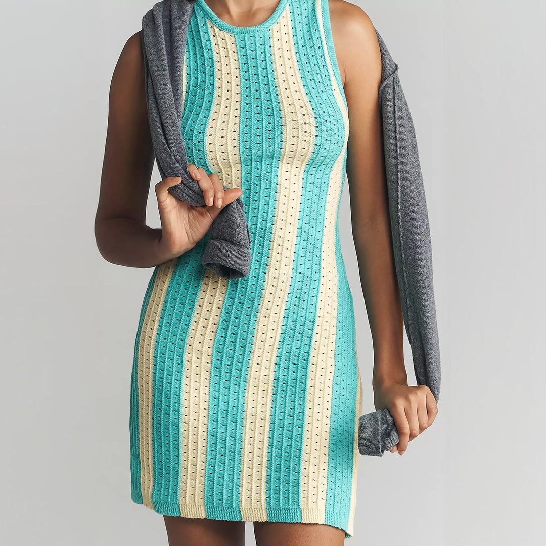 Women fitted knitted dress with unique pattern Mune Fashion